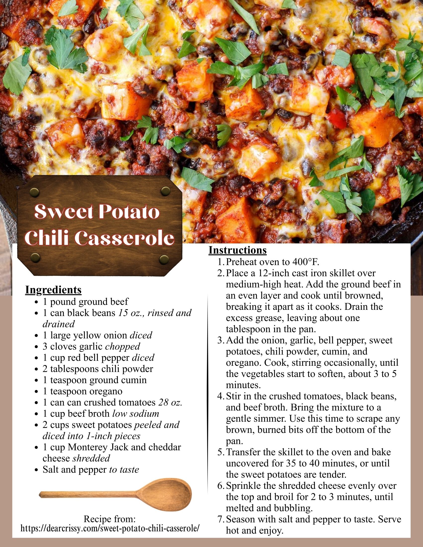Sweet Potato Chili Casserole Recipe